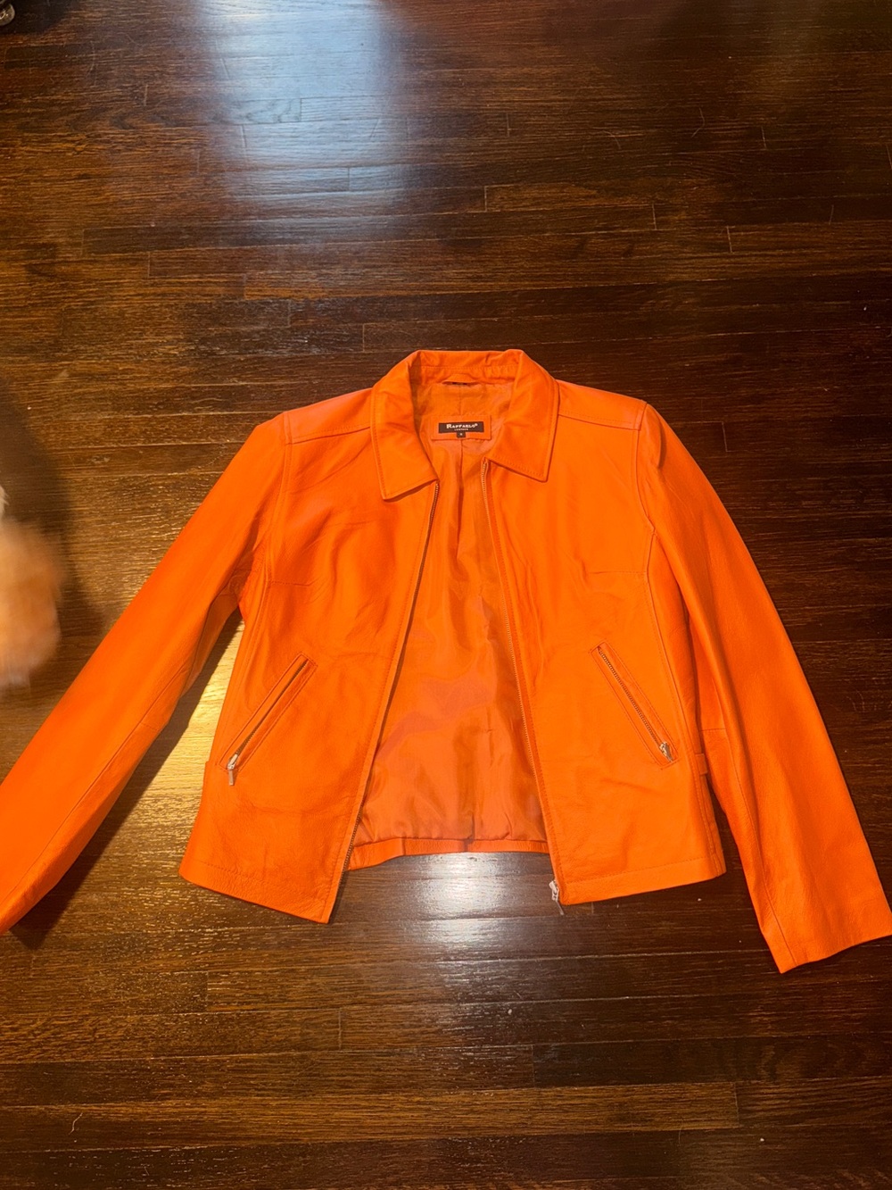 Raffaelo Orange Leather Zip Jacket